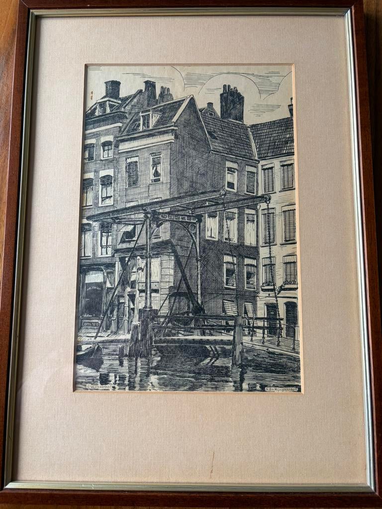 Schilderij vh oude Stokvisverlaat R'dam, N.D.v.Wijngaarden, Antiek en Kunst, Kunst | Schilderijen | Klassiek, Ophalen of Verzenden