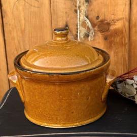 Vintage aardewerken kookpot Pot van aardewerk met deksel, Ophalen of Verzenden, Zo goed als nieuw, Overige materialen, Pot, Bus of Blik