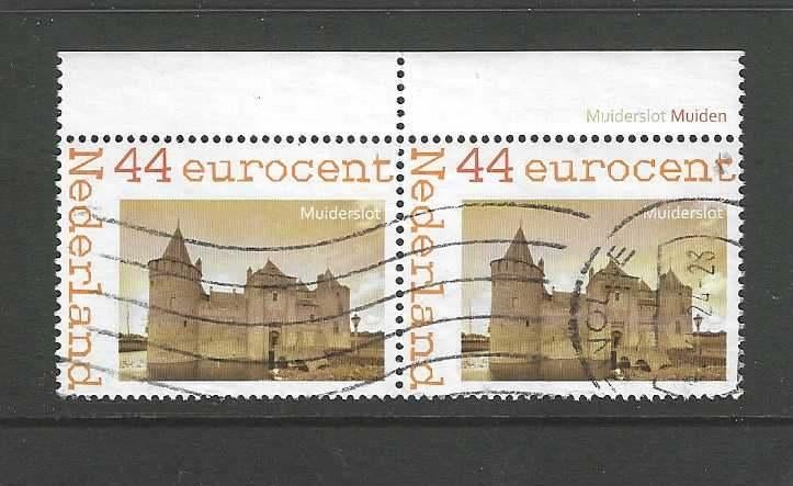 Muiderslot Muiden - paartje met tab, Postzegels en Munten, Postzegels | Nederland, Ophalen of Verzenden, Na 1940, Gestempeld