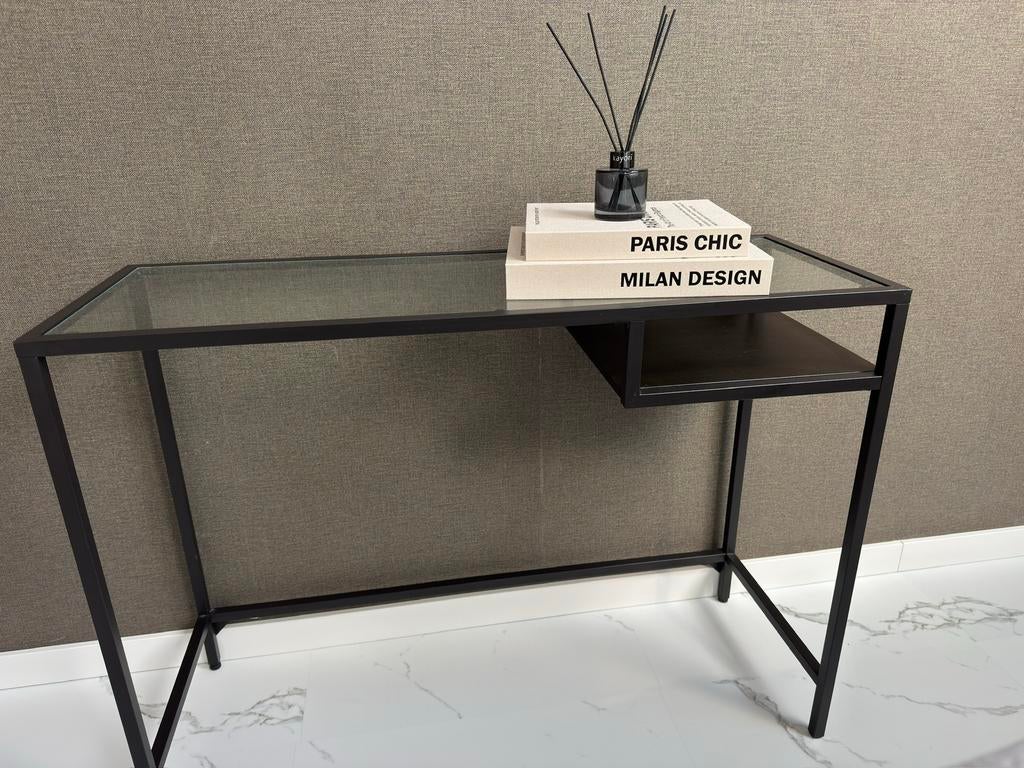 Bijzettafel, laptoptafel, sidetable, Ophalen, 50 tot 100 cm, Zo goed als nieuw, Glas