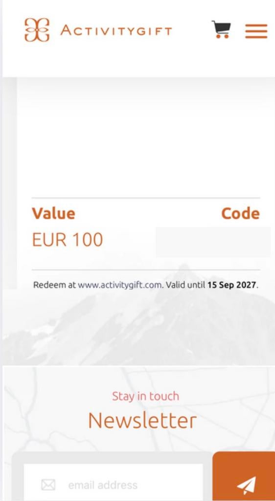 100 euro waardebon Activitygift, Tickets en Kaartjes, Kortingen en Cadeaubonnen, Eén persoon, Cadeaubon