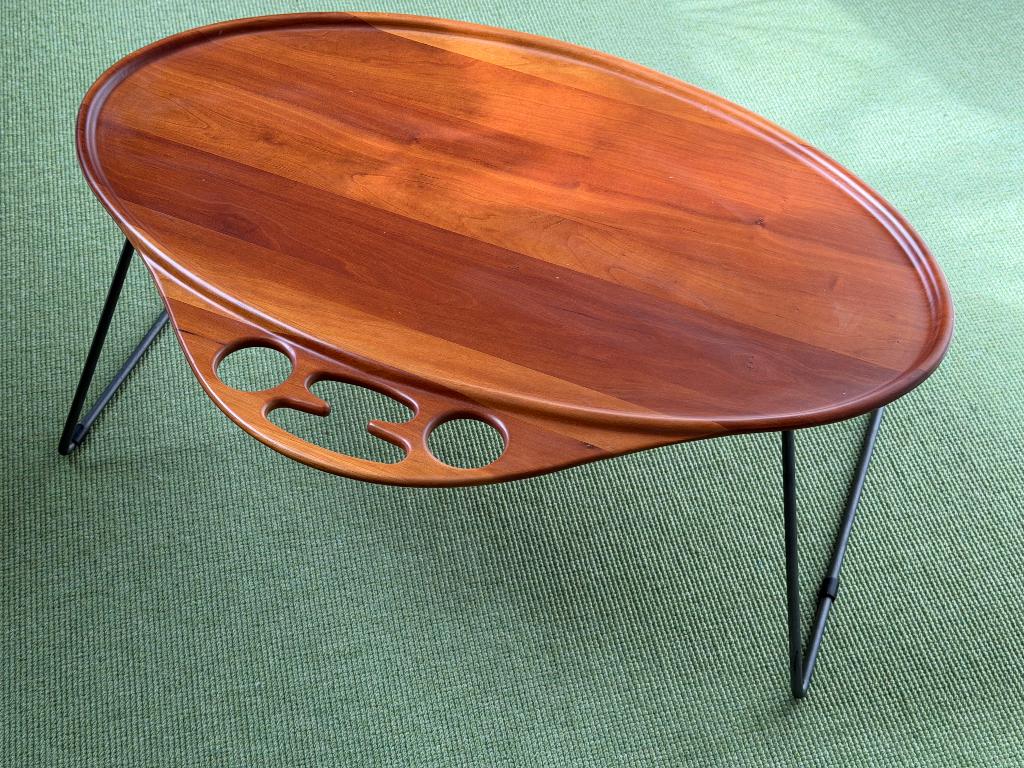 massiefhouten bijzettafel/salontafel opklapbaar, Huis en Inrichting, Tafels | Bijzettafels, Ophalen, Minder dan 45 cm, Zo goed als nieuw