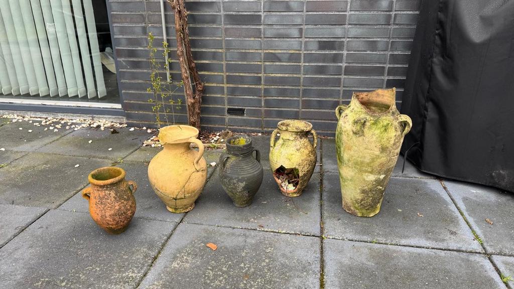 Zware terracotta kruiken en potten, diverse maten, Antiek en Kunst, Antiek | Vazen, Ophalen
