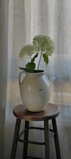 Robuuste vintage keramieken kruik / vaas - beige craquelé, Overige kleuren, Aardewerk of Porselein, Ophalen of Verzenden, Zo goed als nieuw