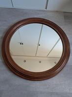 Grote ronde spiegel met houten lijst - 68 cm, Huis en Inrichting, Woonaccessoires | Spiegels, Ophalen, Gebruikt, Rond, Minder dan 100 cm