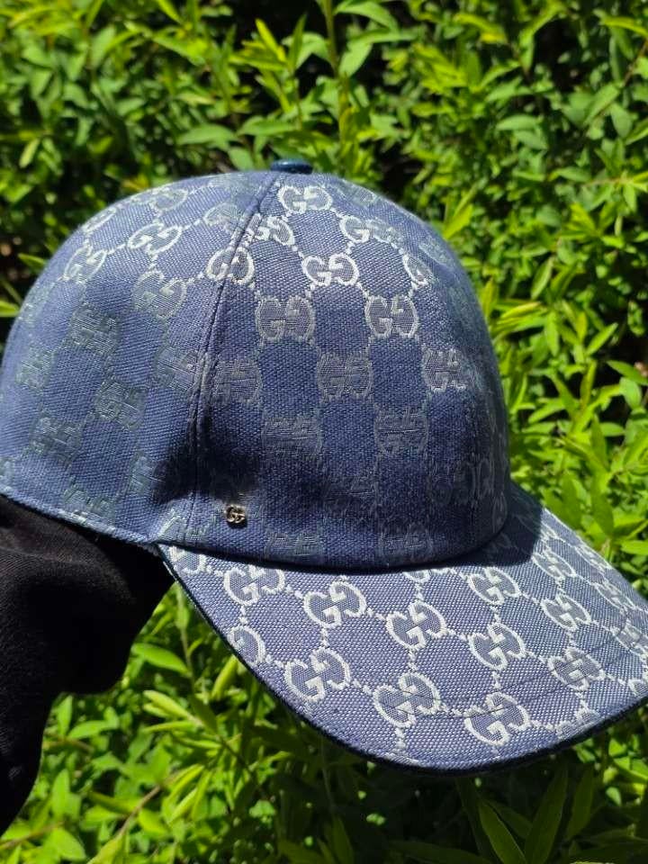 Gucci pet met GG-monogram in blauw, Kleding | Heren, Hoeden en Petten, Zo goed als nieuw, Pet, One size fits all, Ophalen of Verzenden