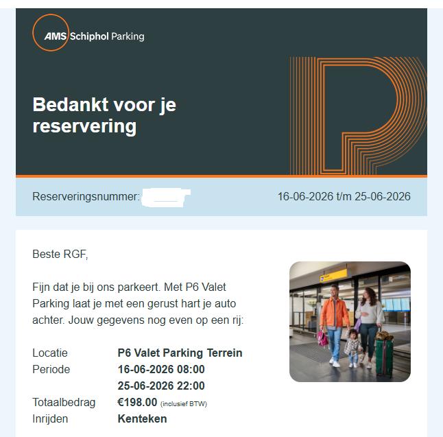 P6 Valet Parking Terrein Schiphol, Tickets en Kaartjes, Kortingen en Cadeaubonnen, Drie personen of meer, Overige typen, Overige soorten