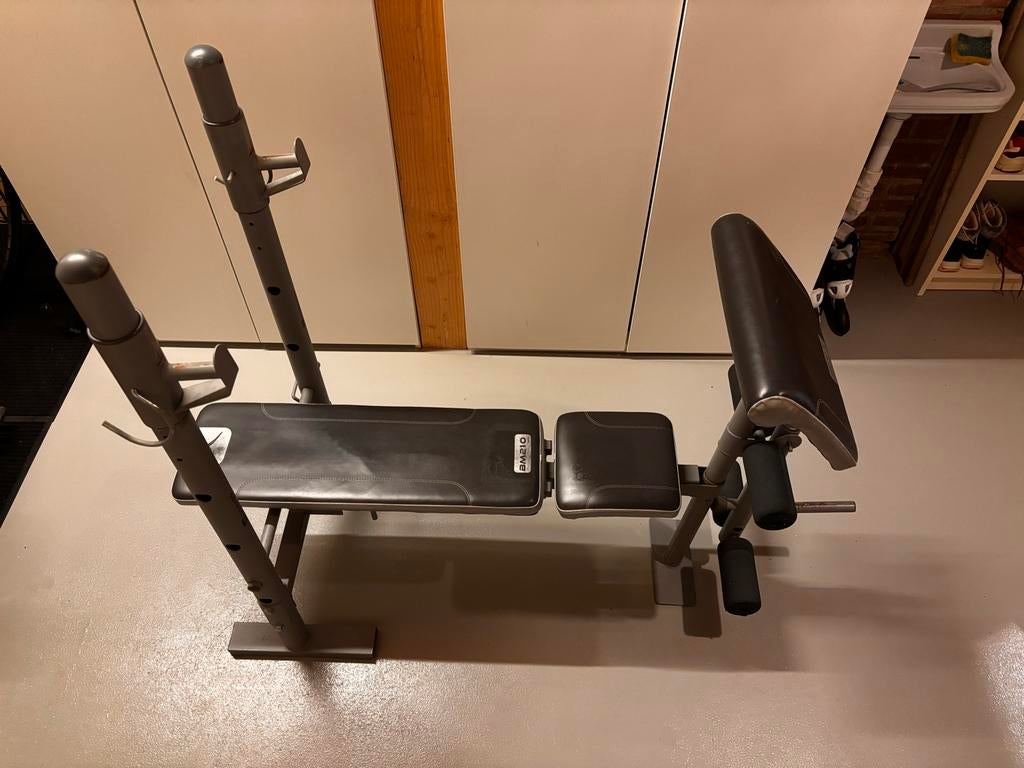 Fitnessbank met haltersteunen, Sport en Fitness, Ophalen, Gebruikt, Borst, Fitnessbank