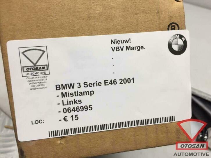 bmw 3 serie e46 2001 mistlamp nieuw! links 0646995, Petuelring 130
80788  Munich, DE, Info@bmw.de, Nieuw, Ophalen of Verzenden