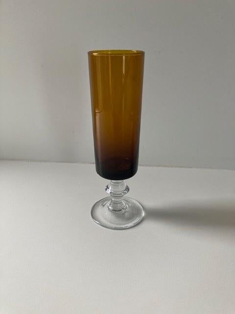 VINTAGE vaasje jaren 50/60 amberkleurig glas, Antiek en Kunst, Ophalen of Verzenden