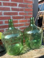 Grote groene glazen flessen / mandflessen (set van 2), Ophalen of Verzenden