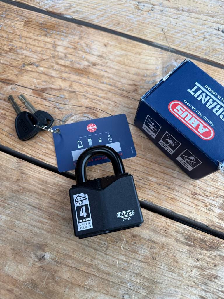 Abus Granit hangslot 37/55 met pasje en sleutels, Ophalen of Verzenden, Zo goed als nieuw