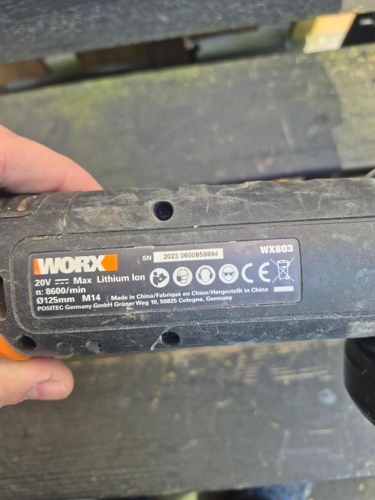 Worx haakse slijper WX803, Ophalen of Verzenden, Gebruikt, Minder dan 700 watt, Haakse handslijpmachine