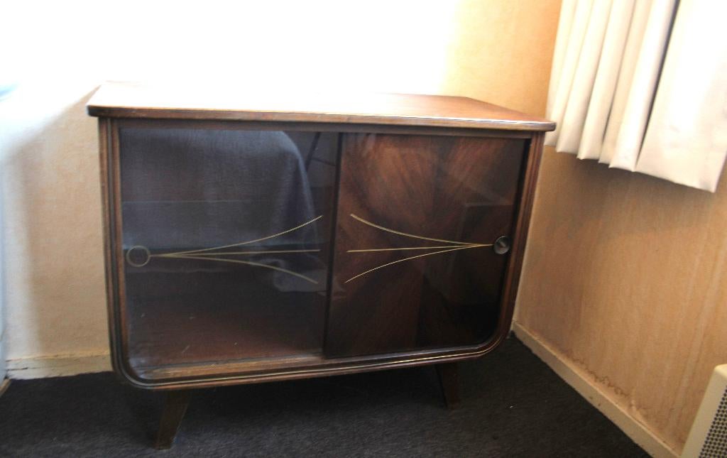 Vintage audiomeubel jaren '60 met ingebouwde platenspeler, Ophalen, Gebruikt, Platenspeler, Overige merken