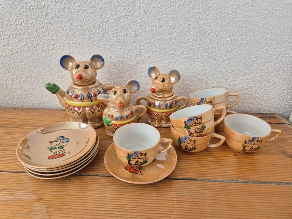 Antiek Kinderserviesje - Muisjes Design, Antiek en Kunst, Antiek | Servies los, Ophalen of Verzenden