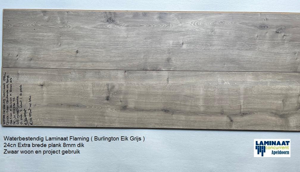 Waterbestendig Laminaat Zand Grijs Fla. Extra brede 24cm, Huis en Inrichting, Stoffering | Vloerbedekking, 75 m² of meer, Waterbestendig laminaat
