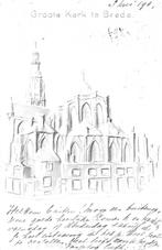 AK Breda - Groote Kerk, reliëfkaart, Verzenden, Voor 1920, Gelopen, Noord-Brabant