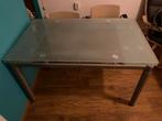 Glazen uitschuifbare eettafel 80x75x130/180, Huis en Inrichting, Tafels | Eettafels, Ophalen, 50 tot 100 cm, 150 tot 200 cm, Vier personen