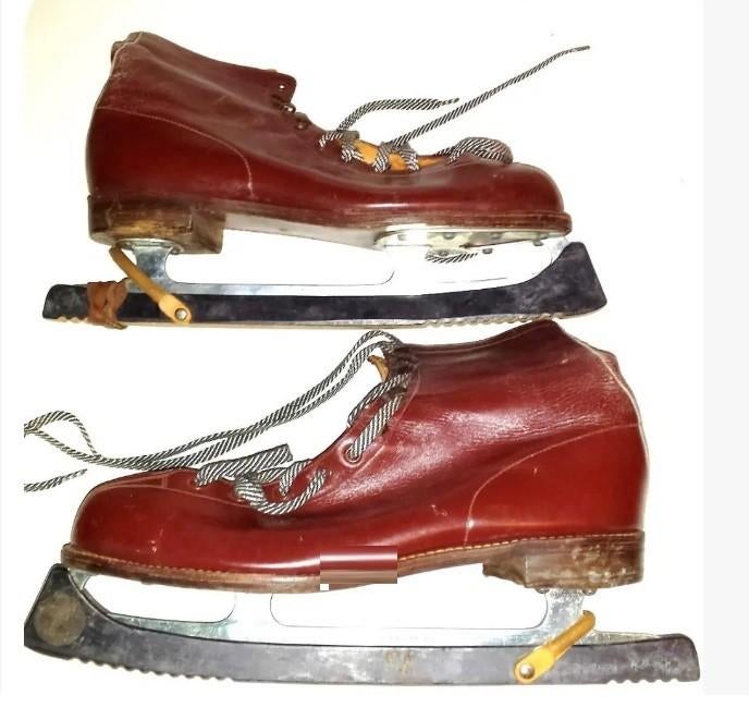Vintage Bruinlederen Schaatsen Retro Leuke Sport decoratie, Sport en Fitness, Schaatsen, Ophalen of Verzenden, Gebruikt, Noren