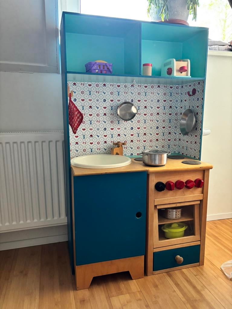 Handgemaakt Kinderkeukentje van Hout - Speelkeuken, Ophalen, Gebruikt, Hout, Speelkeuken