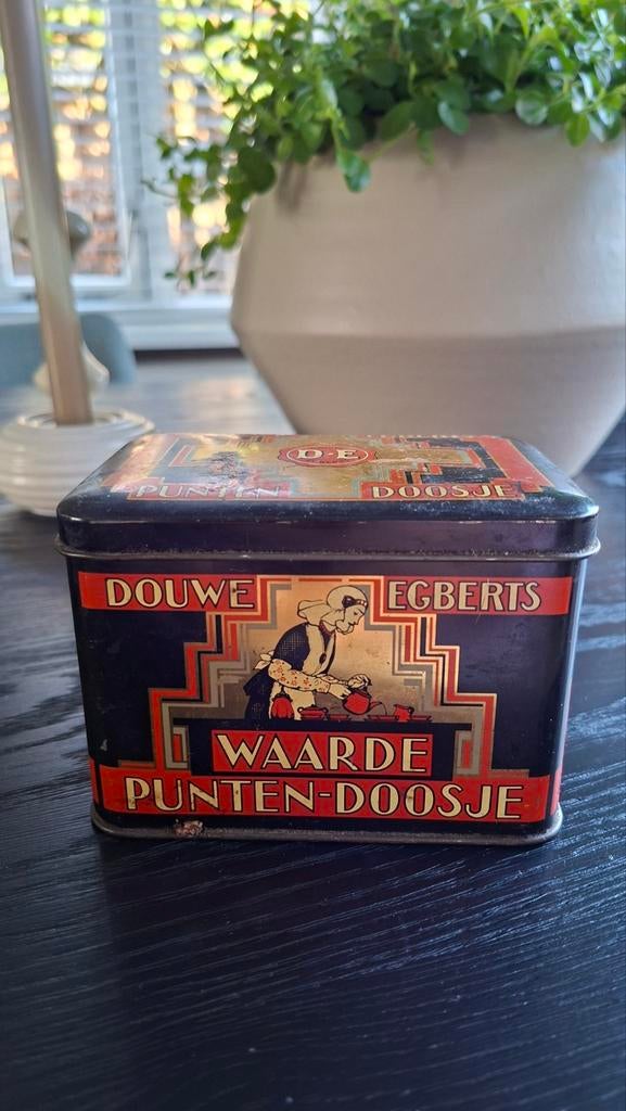 Douwe Egberts waardepunten doosje met punten., Verzamelen, Blikken, Ophalen of Verzenden, Gebruikt, Koffie, Douwe Egberts