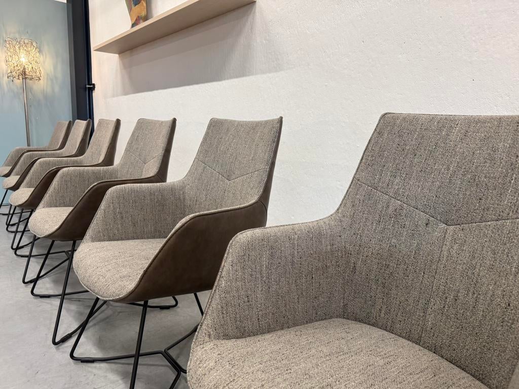 6 Nieuw De Toekomst Quinty eetkamerstoel leer stof Design, Bruin, Nieuw, Ophalen of Verzenden, Vijf, Zes of meer stoelen