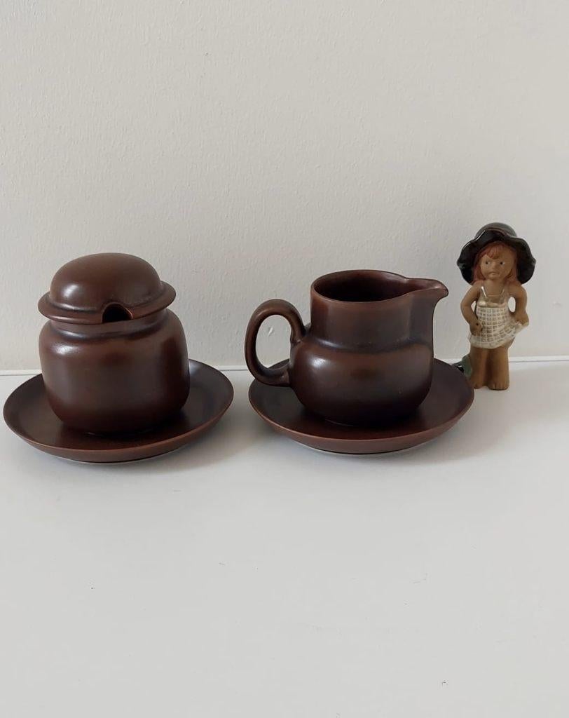 Vintage 70s Duits Arzberg bruin suiker melk kan pot servies, Eu, Eu, Keramiek, Overige typen