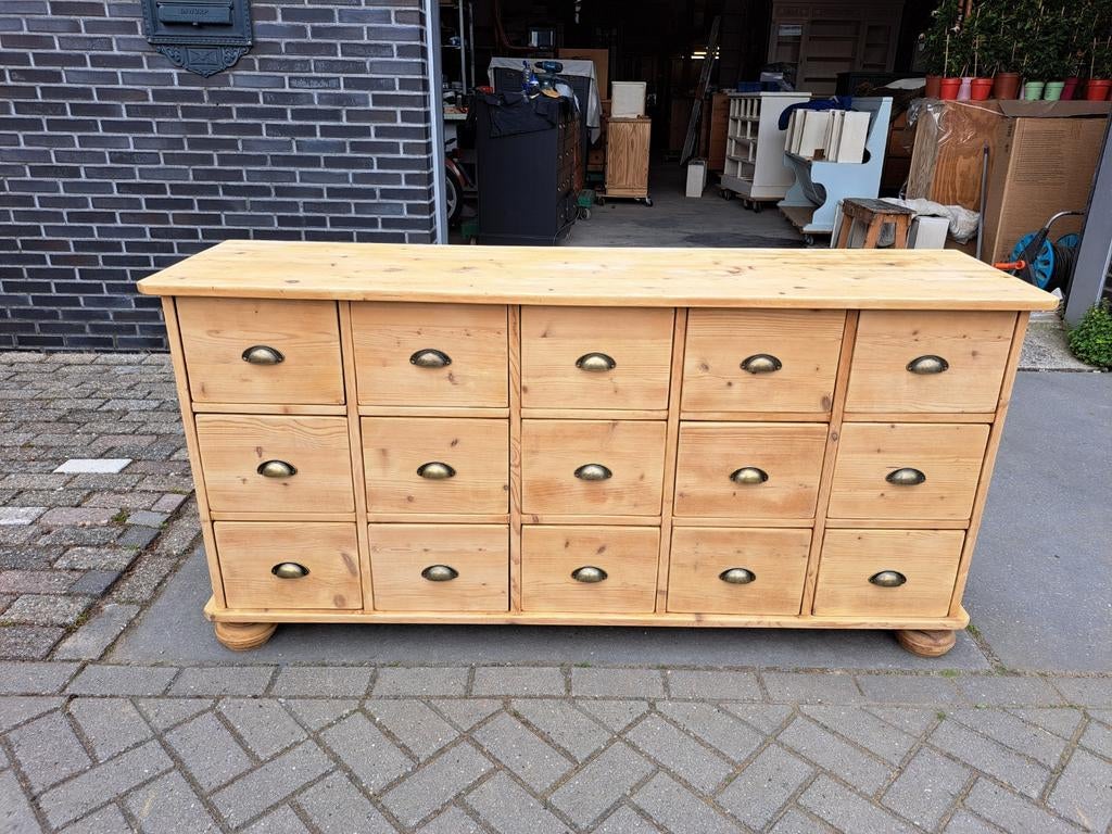 Oud grenen ladekast commode 15 lades, Ophalen, RoDeKo Volendam, R.kooij65@gmail.com, Gebruikt