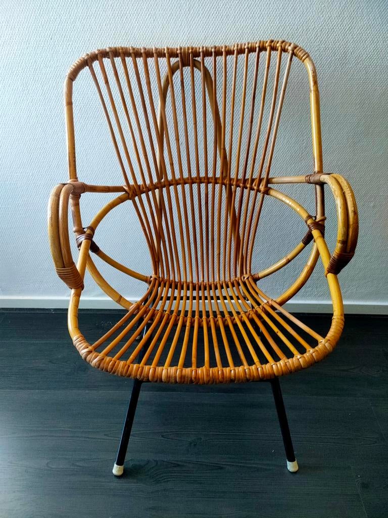 Rotan stoeltje, Huis en Inrichting, Stoelen, Ophalen, Gebruikt, Bruin, Vintage