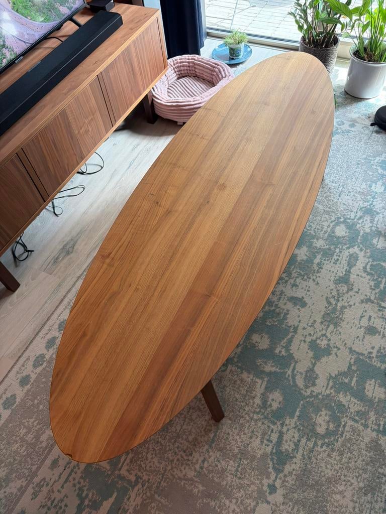 IKEA Stockholm Salontafel Walnootfineer 180x59 cm, Ophalen, Gebruikt, Ovaal, 50 tot 100 cm