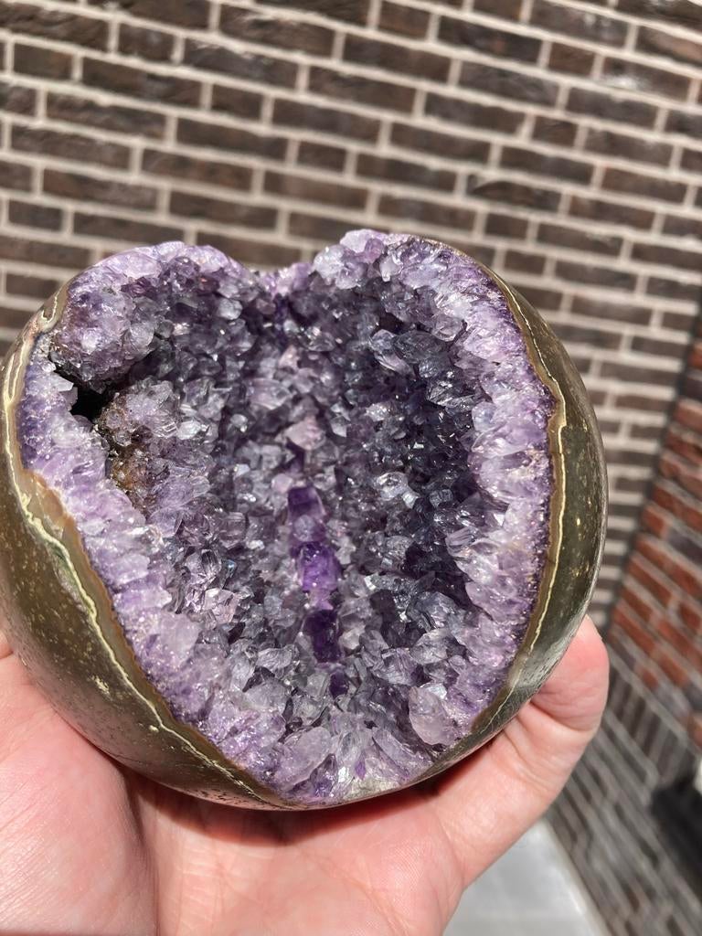 Prachtige Amethist Geode Bol - Uniek Decoratiestuk, Ophalen of Verzenden, Mineraal