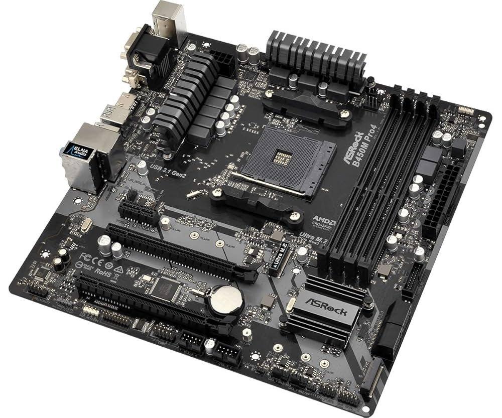 ASRock B450M Pro4 Moederbord, DDR4, Ophalen of Verzenden, Zo goed als nieuw, Micro-ATX