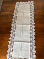 Linnen loper met ajour en kantklos, Ophalen of Verzenden, Gebruikt, Rechthoek, Binnen