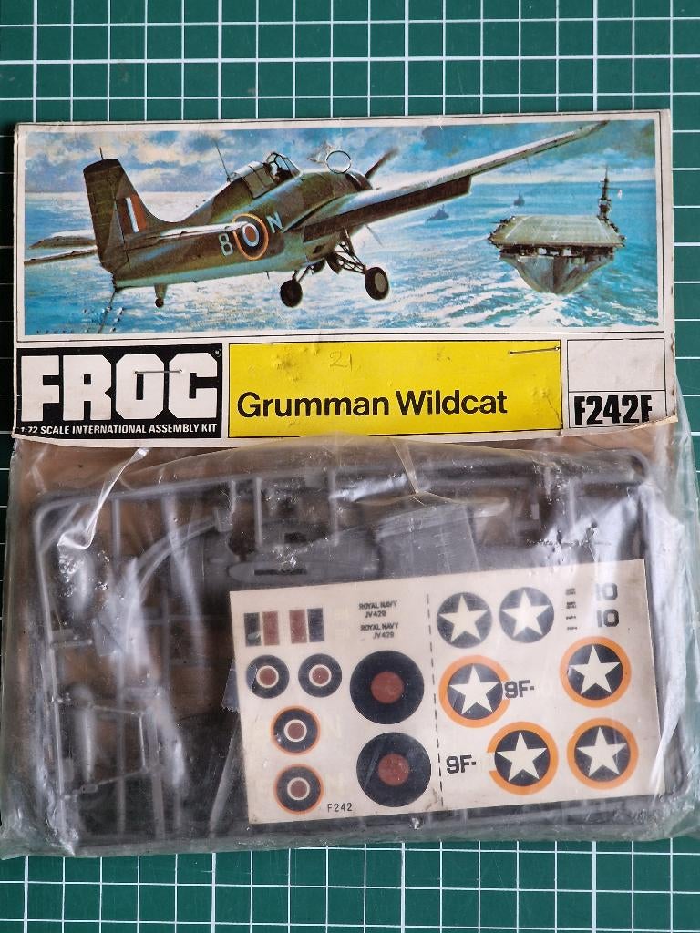 Grumman Wildcat 1/72 Frog headercard edition, Overige merken, 1:72 tot 1:144, Nieuw, Ophalen of Verzenden