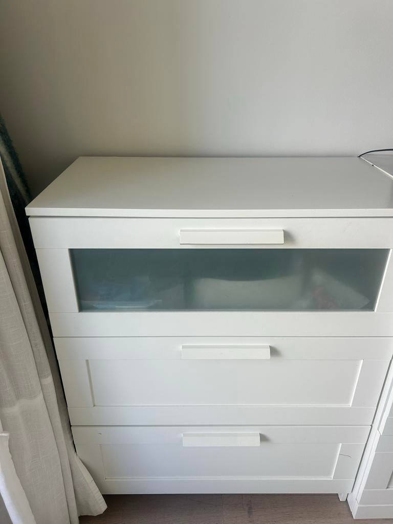 Witte kast met glazen deuren - LIDL, Ophalen, Gebruikt, 100 tot 150 cm, 25 tot 50 cm