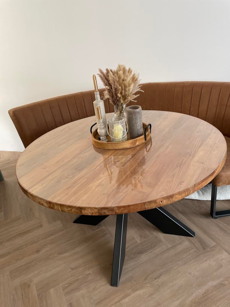 Ronde eettafel met bank, Huis en Inrichting, Tafels | Eettafels, Ophalen, Gebruikt, 100 tot 150 cm, Rond
