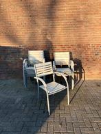 Partij 10 witte kunststof stapelbare terrasstoelen, Tuin en Terras, Tuinstoelen, Ophalen of Verzenden, Gebruikt, Kunststof, Stapelbaar