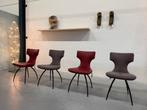 4 Leolux Callas Eetkamerstoel Rood leer Stof Design Stoel, Leolux, Nieuw, Ophalen of Verzenden, Vier