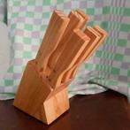 messen in houten standaard blank hout, Huis en Inrichting, Ophalen of Verzenden, Nieuw, Hout