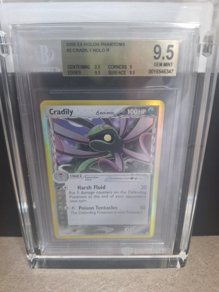 Cradily Holo R 2006 EX Holon Phantoms BGS 9.5 Gem Mint, Ophalen of Verzenden, Zo goed als nieuw, Losse kaart, Foil