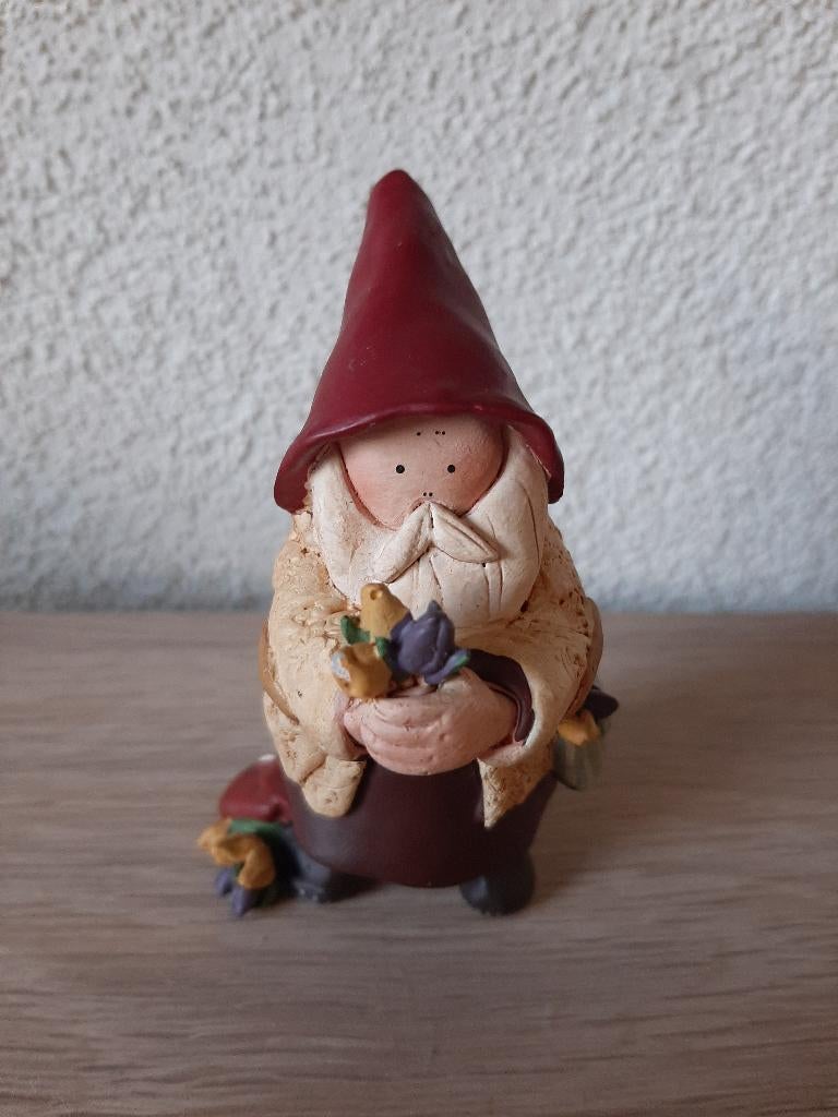 Annekabouke beeldje kabouter met tulpen, Verzamelen, Ophalen, Gebruikt