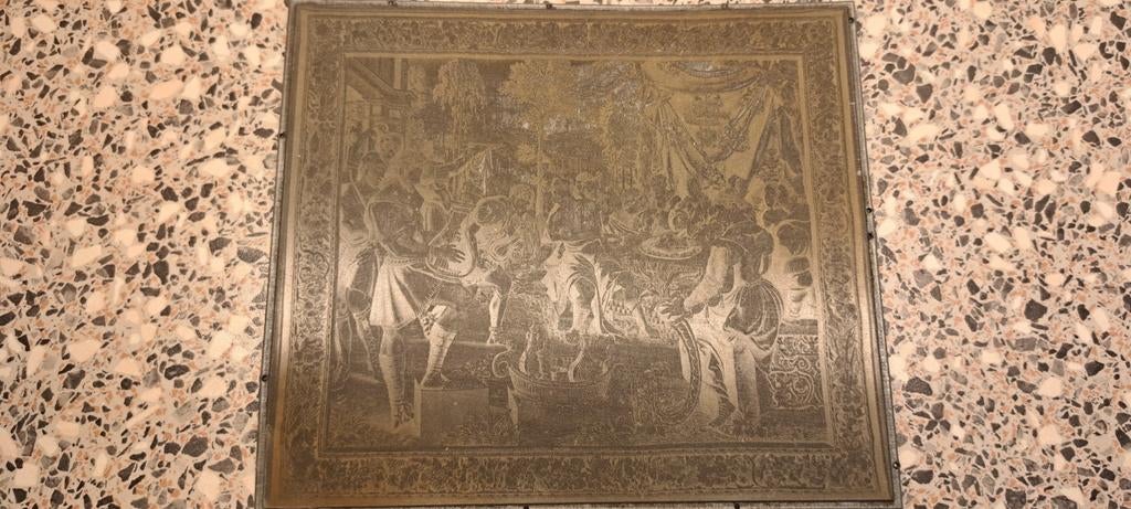 Antieke  etsplaat met gedetailleerde voorstelling, Antiek en Kunst, Dagelijks leven, Ets, Ophalen of Verzenden, Origineel