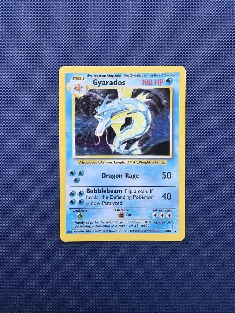 Gyarados (BS 6) 1995 Base Set Pokemonkaart, Hobby en Vrije tijd, Verzamelkaartspellen | Pokémon, Ophalen of Verzenden, Zo goed als nieuw