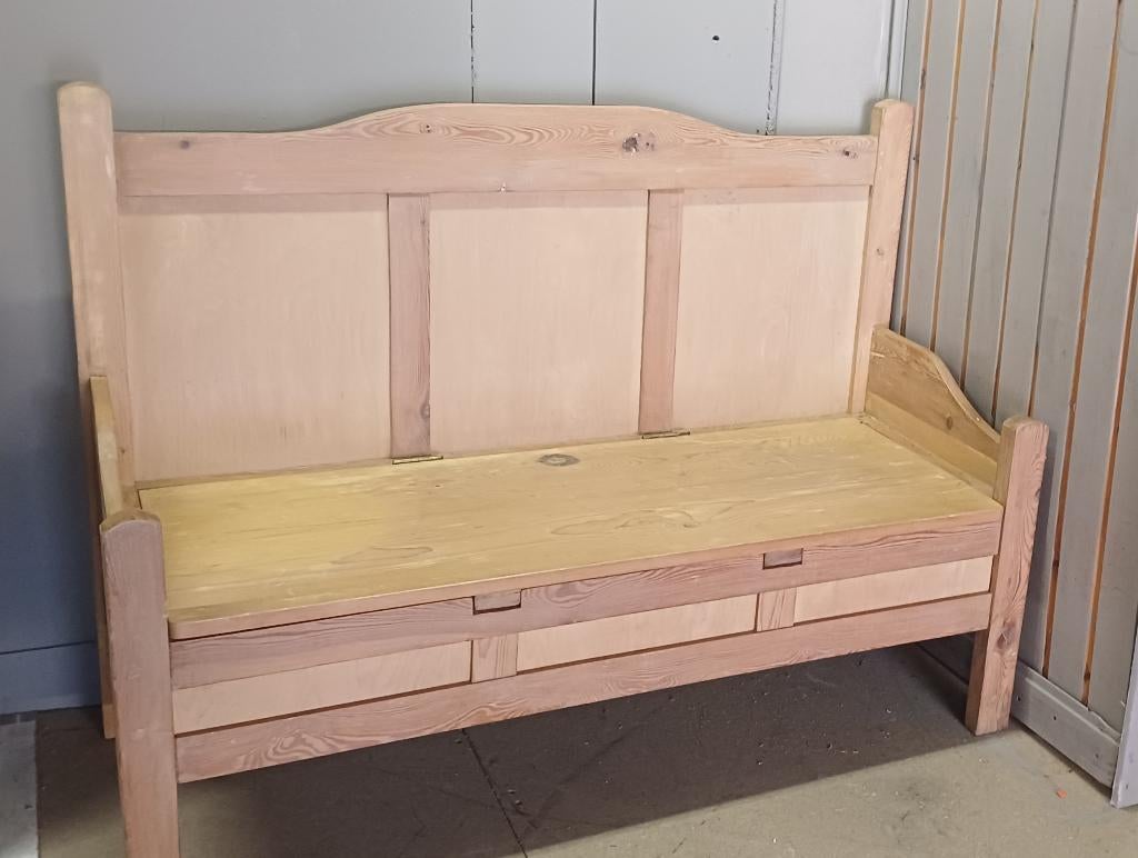 Klepbank houten eettafelbank bankje opbergkist klep, Antiek en Kunst, Ophalen