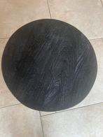 Zwart bijzettafeltje met houten blad, Huis en Inrichting, Minder dan 45 cm, Minder dan 55 cm, Gebruikt, Rond