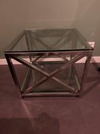 Design salontafel Riviera Maison: glas & metaal, Ophalen, 75 cm of meer, Rechthoekig, Glas