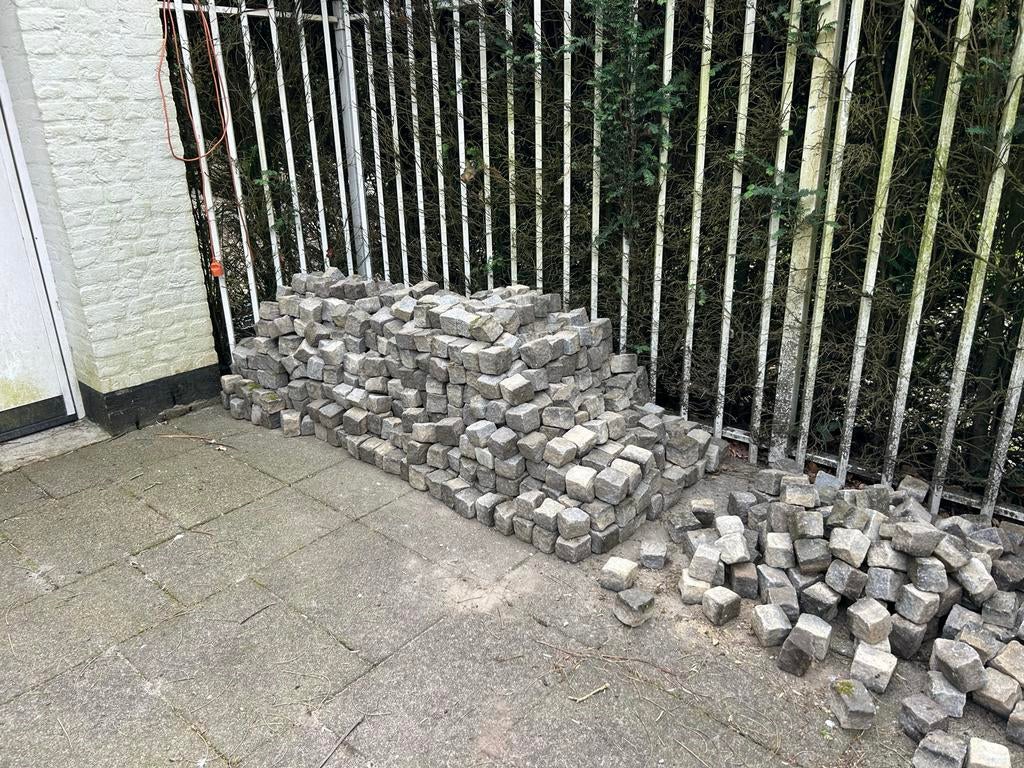 Portugees graniet keien lichtgrijs 9-11cm, Tuin en Terras, Grind, Keien en Split, Ophalen, Gebruikt, Graniet, Kei