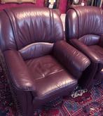 2 Fauteuils leren stoelen klassiek roodbruin vintage, Ophalen, Gebruikt, 50 tot 75 cm, Leer