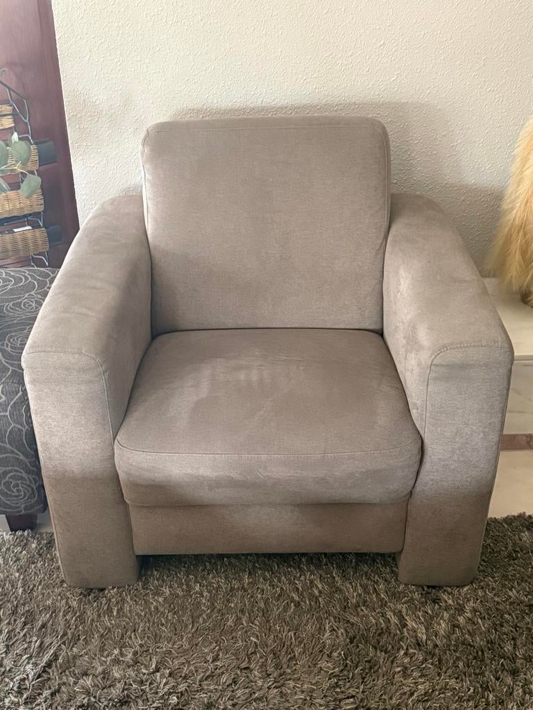 Gratis grijze fauteuil, Huis en Inrichting, Fauteuils, Ophalen, Gebruikt, Stof, 75 tot 100 cm