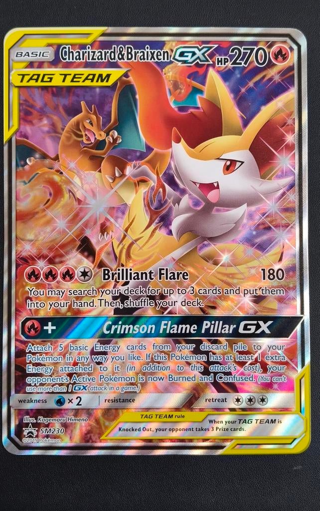 Charizard & braixen GX sm230 oversize card Promo, Ophalen, Zo goed als nieuw, Losse kaart, Foil